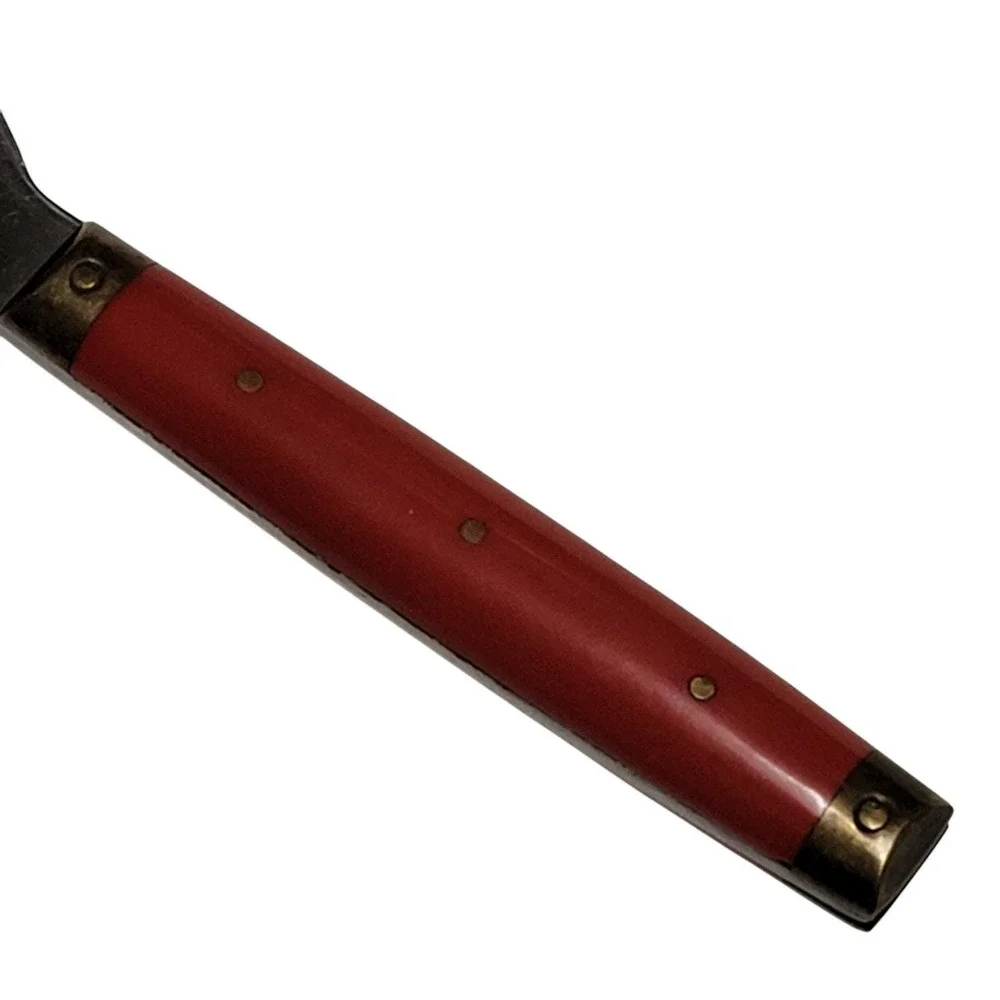 VTG 60s Bottle Opener Viking Red Brass Tone Handle‎ Stainless Steel MCM Barware